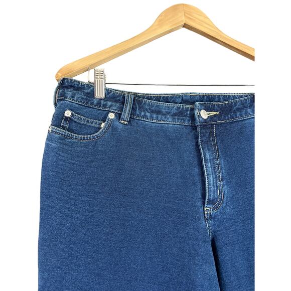 Lands End Jeans Womens's Size 16 Wide Leg Boot Medium Blue Soft Knit Denim - Picture 3 of 10